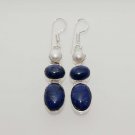 10gm FINE BLUE LAPIS LAZULI- PEARL DESIGNER FASHION JEWELRY SILVER EARRING E649