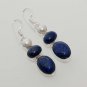 10gm FINE BLUE LAPIS LAZULI- PEARL DESIGNER FASHION JEWELRY SILVER EARRING E649