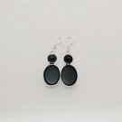 9gm TRENDY DAILY WEAR ! BLACK ONYX DESIGNER FASHION JEWELRY SILVER EARRING E634