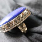 NATURAL BLUE LAPIS LAZULI GEMSTONE VINTAGE JEWELRY SILVER RING SIZE 8 R4