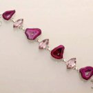 32gm ROMANTIC ROSE QUARTZ- PINK SOLAR DRUSY FASHION JEWELRY SILVER BRACELET B202