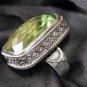 GREEN AMETHYST GEMSTONE HANDCRAFTED VINTAGE JEWELRY SILVER RING SIZE 7.5 R1