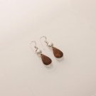 7gm TEENS ! BROWN JASPER-TAHITIAN SEA PEARL FASHION  JEWELRY SILVER EARRING E145