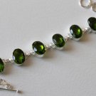 GREEN PERIDOT QUARTZ FASHION JEWELRY SILVER BRACELET 7.5" B208