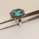 8gm AMAZING AQUAMARINE  HANDMADE VINTAGE  DESIGN JEWELRY SILVER RING SIZE9 R35