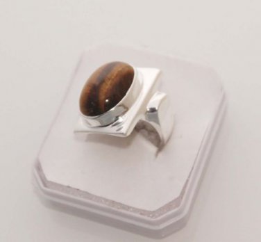 15gm FABALOUS ! TIGER EYE FINE FASHION JEWELRY SILVER RING SIZE9 .R109