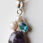 RARE CHAROITE-BLUE TOPAZ-SEA PEARL SILVER PENDANT WITH FREE CHAIN 18" P338