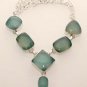 49gm AQUAMARINE CALSI GEM STONE FASHION JEWELRY SILVER NECKLACE  NE195