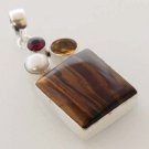 TIGER EYE- CITRINE- PEARL- GARNET FASHION JEWELRY SILVER PENDANT   P69