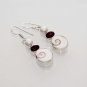11gm HOLY WHITE SEA PEARL- SHIVA EYE- GARNET GEM STONE JEWELRY SILVER EARRING254