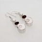 11gm HOLY WHITE SEA PEARL- SHIVA EYE- GARNET GEM STONE JEWELRY SILVER EARRING254