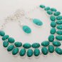 90gm FABULOUS TURQUOISE DESIGNER FASHION JEWELRY SILVER NECKLACE WITH Earr N554