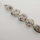 49gm BEAUTIFUL DALMATION AGATE GEMSTONE FASHION JEWELRY SILVER BRACELET B675