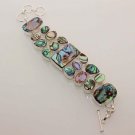 42gm BEAUTIFUL ABALONE SHELL DESIGNER FASHION  JEWELRY SILVER BRACELET B738
