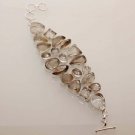 57gm AMAZING ! GOLDEN RUTILE DESIGNER FASHION JEWELRY SILVER BRACELET B728