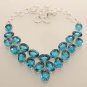 BEAUTIFUL ! 70gm BLUE TOPAZ FASHION JEWELRY SILVER NECKLACE N394