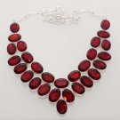 76gm AMAZING ! RED GARNET XMAS GIFT FOR HER FASHION JEWELRY SILVER NECKLACE N564