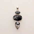 3 STONE DENDRITE OPAL GEM STONE DAILY WEAR FASHION JEWELRY SILVER PENDANT P206