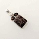 10gm SNOW FLAKE JASPER-SMOKEY QUARTZ-PEARL GEMSTONE JEWELRY SILVER PENDANT P189