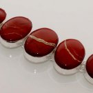 51gm FANTASTIC ! RED JASPER XMAS JEWELRY SILVER BRACELET PARTY WEAR B682
