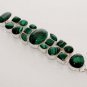 41gm NATURAL ! GREEN MALACHITE GEM STONE XMAS JEWELRY SILVER BRACELET B691