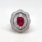Size 7 Ruby .925 Sterling Silver Rhodium Plated Ring with CZ Baguettes and Paves