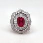 Size 7.5 Ruby .925 Sterling Silver Rhodium Plated Ring with CZ Baguettes and Paves