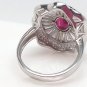 Size 8 Ruby .925 Sterling Silver Rhodium Plated Ring with CZ Baguettes and Paves