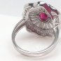 Size 9 Ruby .925 Sterling Silver Rhodium Plated Ring with CZ Baguettes and Paves