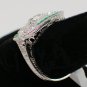 Size 6.5 - .925 Sterling Silver Antique Reproduction Ring w/CZ Center & Genuine Emeralds - RH Plated