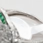 Size 6.5 - .925 Sterling Silver Antique Reproduction Ring w/CZ Center & Genuine Emeralds - RH Plated