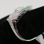 Size 7.5 - .925 Sterling Silver Antique Reproduction Ring w/CZ Center & Genuine Emeralds - RH Plated