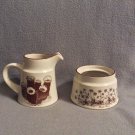 Noritake Stoneware Desert Flowers #8341 Sugar Bowl & Creamer