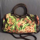 Fossil Floral And Brown Leather Shoulder Bag With Removable Cross Body Strap