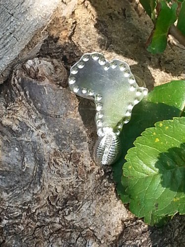Djaliscreation Patterned Edge Africa + cowrie insert Ring silver 925