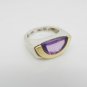 Authentic Movado Sterling Silver & 18K Gold Radius AMETHYST Ring SIZE 7