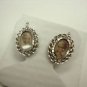 Solid 14 K White Gold Cameo Picture Earrings