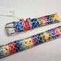 New Michele Urban Deco Park Multi Color Blue Pink Patent Watch Band 16 mm $120
