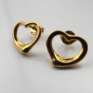 AUTHENTIC Tiffany Elsa Peretti Open Heart Earrings SPAIN 750 Y/G MEDIUM  SIZE