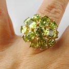 ANTIQUE LARGE Solid 14 K YELLOW GOLD PERIDOT  COCKTAIL Gold Ring SIZE 7