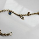 14K SOLID GOLD 585 Multistones CHARM BRACELET