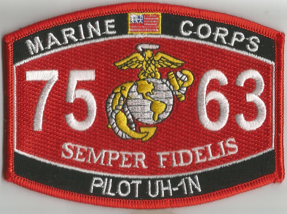 USMC "PILOT UH1N" 7563 MOS MILITARY PATCH SEMPER FIDELIS MARINE CORPS