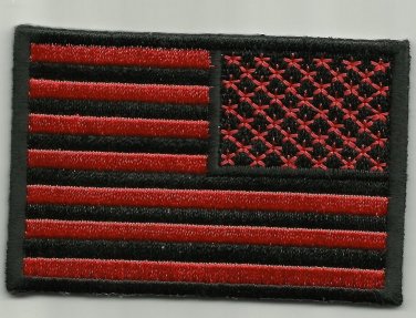 RED & BLACK REVERSED AMERICAN FLAG MOTORCYCLE JACKET BIKER VEST MILITARY PATCH