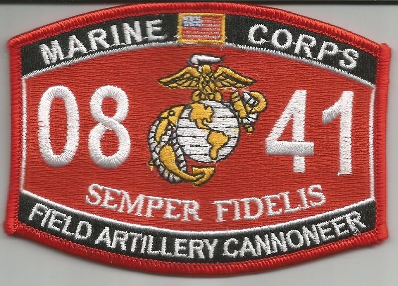 USMC "FIELD ARTILLERY CANNONEER" 0841 MOS MILITARY PATCH SEMPER FIDELIS