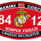 USMC "CAREER RECRUITER" 8412 MOS MILITARY PATCH SEMPER FIDELIS MARINES