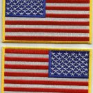 SET OF 2 ( PAIR ) AMERICAN FLAGS LEFT & RIGHT FACING MILITARY PATCHES - USA