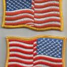 SET OF 2 ( PAIR ) AMERICAN WAVY FLAGS LEFT & RIGHT FACING MILITARY PATCHES - USA