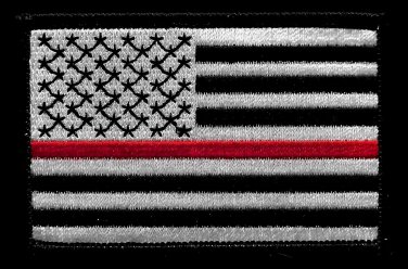 Thin Red Line Black & Silver USA American Flag Fire Fighter Firefighting Patch