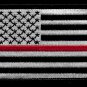 Thin Red Line Black & Silver USA American Flag Fire Fighter Firefighting Patch
