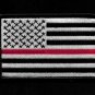Thin Red Line Black & Silver USA American Flag Fire Fighter Firefighting Patch